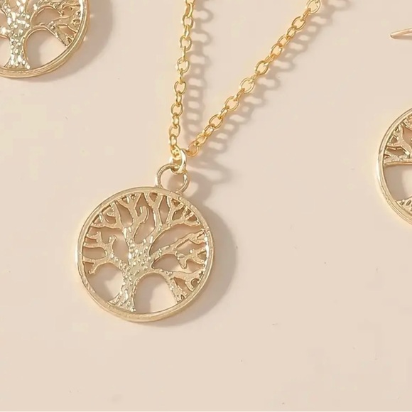 Boho Vintage Tree of Life Pendant Necklace and Earrings Set - Picture 3 of 5